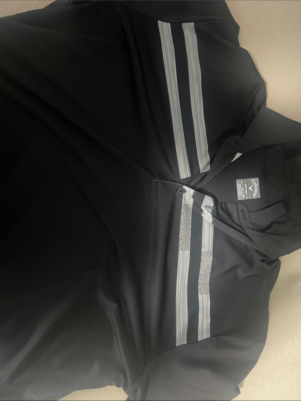 Callaway Black Polo with Gray Stripe Accents